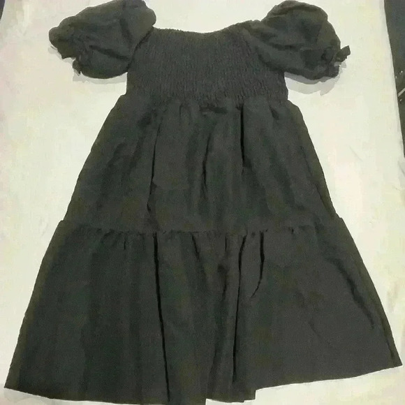 NWOT Gorgeous Cottagecore Boho Puff Sleeve High Waisted Flowy Black Dress  XL - Picture 4 of 8